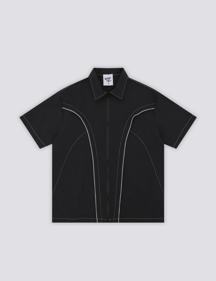 Zip-Hemd – Kurzarm, Poloshirt im japanischen Design