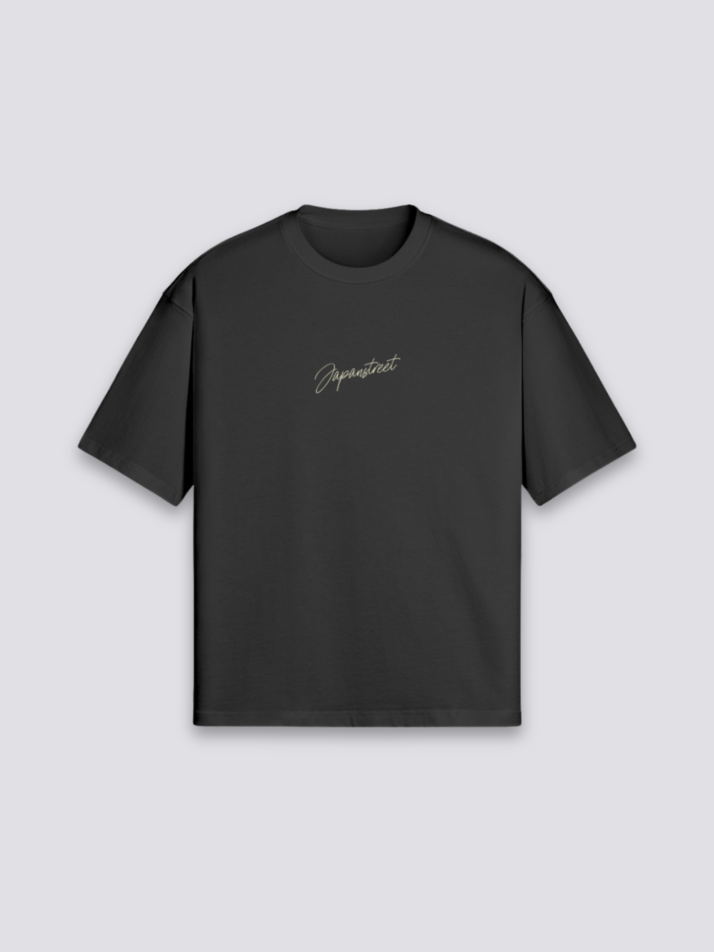 Anime T-Shirt mit Bad Girl unter Regenschirm, charismatischer Anime-Druck, oversize Baumwolle, Gesamtansicht getragen