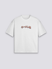 Astronaut T-Shirt mit Astronaut beim Ramen unter Torii, humorvoller Weltraum-Druck, oversize, Nahaufnahme des Drucks