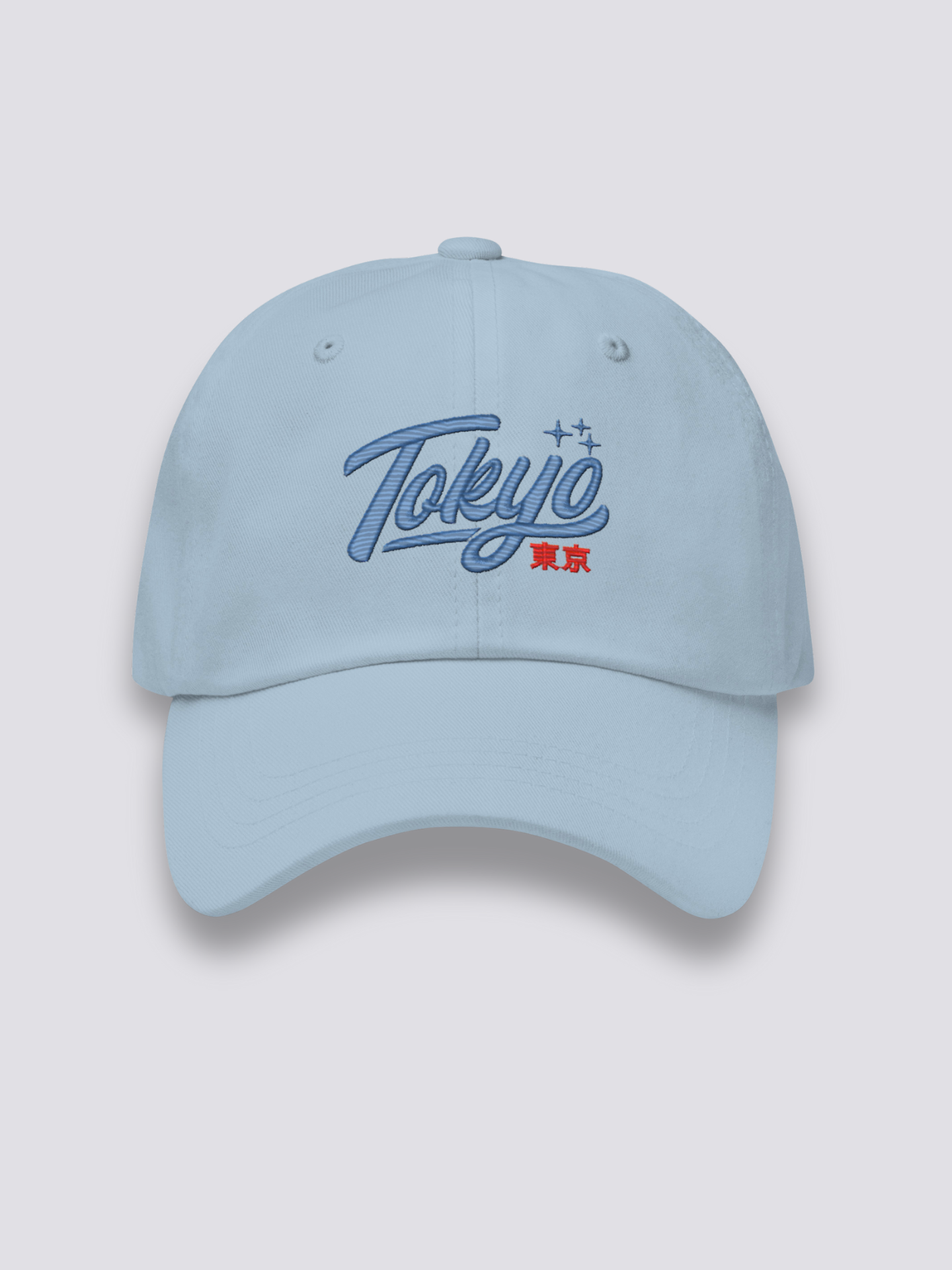 Baseball Tokio Cap – japanische Cap, gestickter kursiver Vintage-Tokio-Schriftzug, Detailaufnahme der Stickerei