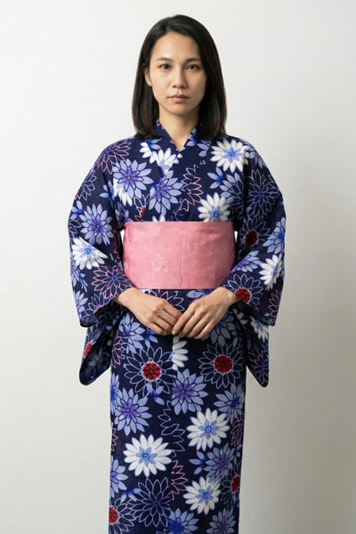 Baumwoll-Yukata für Damen 'Aoigiku'
