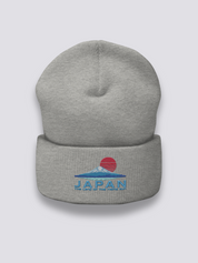 Beanie der aufgehenden Sonne – Beanie, gesticktes Sonnen- und Fuji-Motiv, Seitenansicht