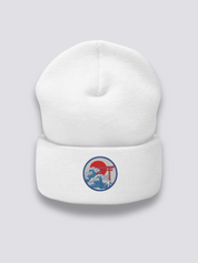Beanie im japanischen Stil – Beanie, gesticktes Torii aus den Wellen unter der Sonne, Seitenansicht