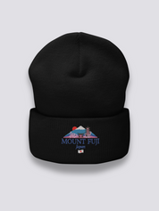 Berg Fuji Beanie – Beanie, gestickter Berg Fuji mit Torii und Pagode, Rückansicht