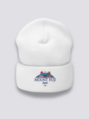 Berg Fuji Beanie – Beanie, gestickter Berg Fuji mit Torii und Pagode, Vorderansicht
