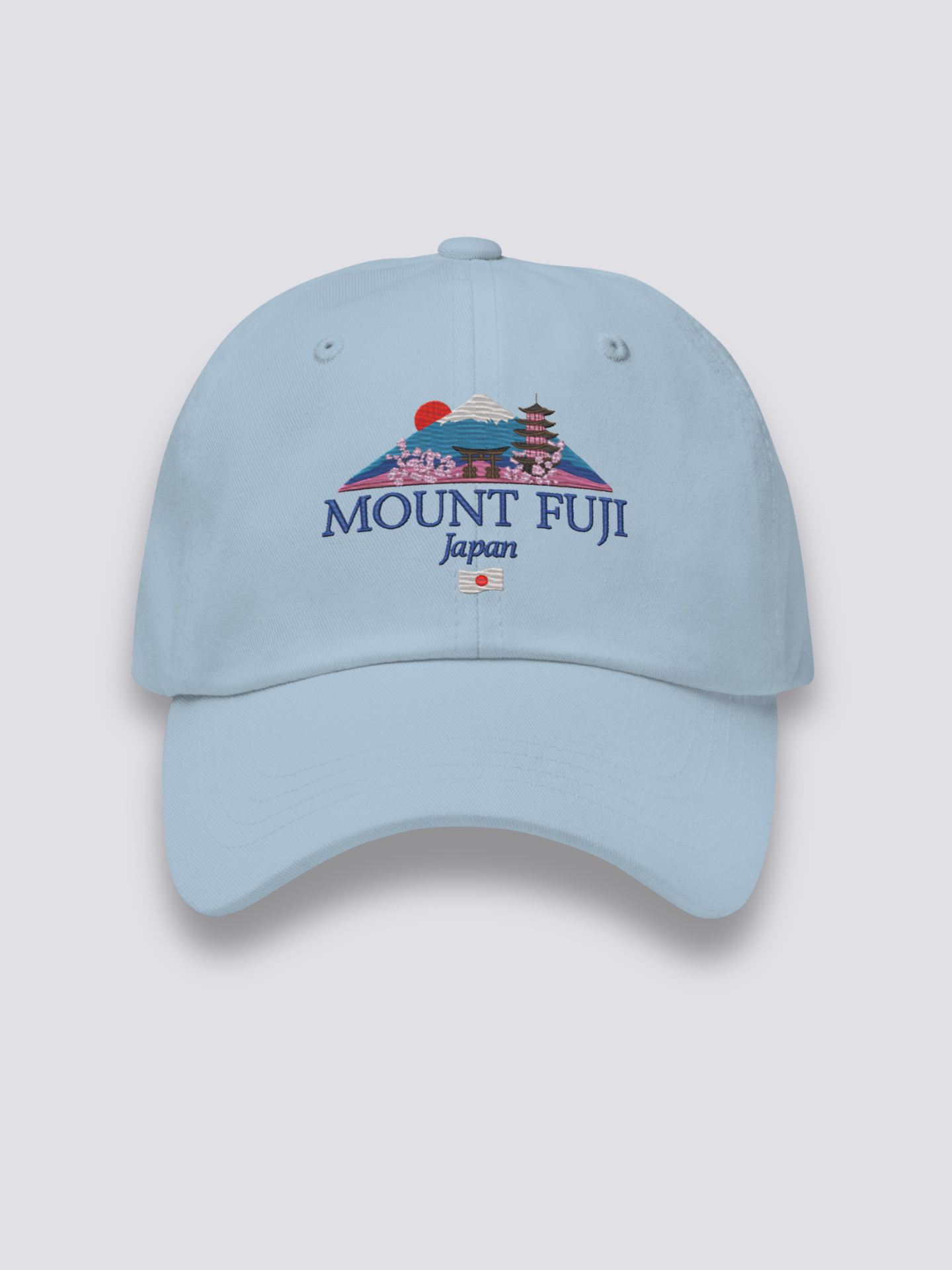 Berg Fuji Cap – japanische Cap, gestickter Berg Fuji mit Torii und Pagode, Seitenansicht