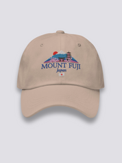 Berg Fuji Cap – japanische Cap, gestickter Berg Fuji mit Torii und Pagode, Detailaufnahme der Stickerei