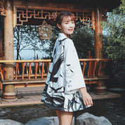 Schwarz-weiße Kimono-Jacke 'Hisae' – Kimono für traditionelle Anlässe, Premium-Qualität