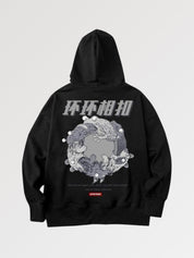 Schwarzer Hoodie mit japanischem Schriftzug 'Kaeru' – Hoodie im Streetwear-Stil für Herren und Damen