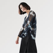 Schwarzer transparenter Kimono 'Hayko' – japanisches Gewand, Kimono im japanischen Design