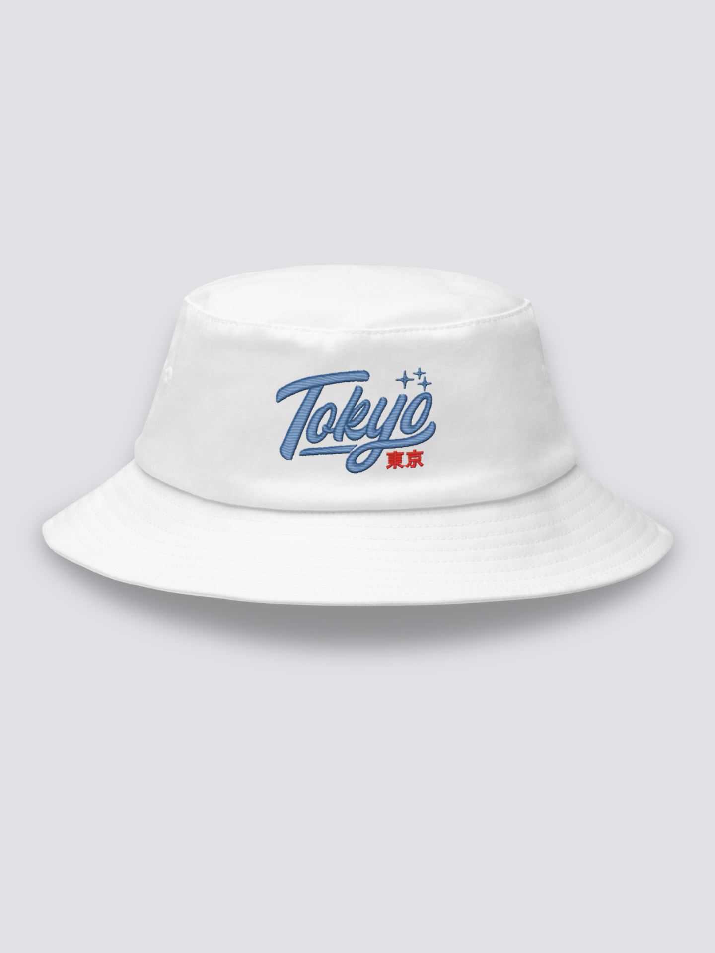 Bucket Hat Baseball Tokyo – Bucket Hat, gestickter kursiver Vintage-Tokyo-Schriftzug, Rückansicht