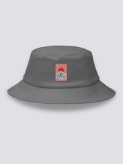 Bucket Hat Hokusai – Bucket Hat, gestickte aufgehende Sonne über Ukiyo-e-Wellen, Seitenansicht