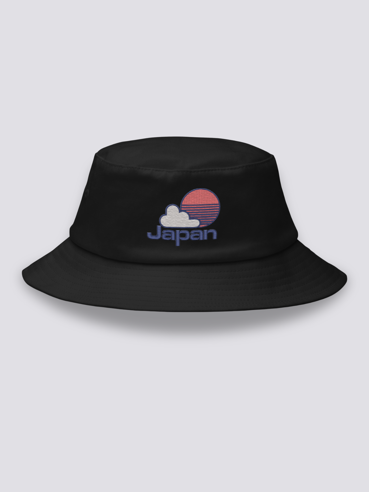 Bucket Hat Japanisches Baseball – Bucket Hat, gesticktes Sonnen- und Japan-Motiv im Yakyū-Stil, Vorderansicht