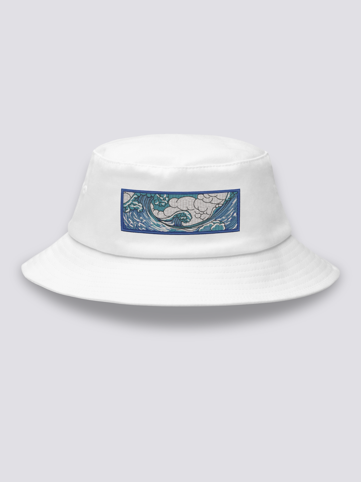 Bucket Hat Kanagawa – Bucket Hat, gestickte Hokusai-Welle als Fries, Rückansicht