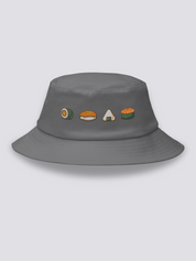 Bucket Hat Maki Nigiri Onigiri – Bucket Hat, vier gestickte Sushi-Spezialitäten, Rückansicht
