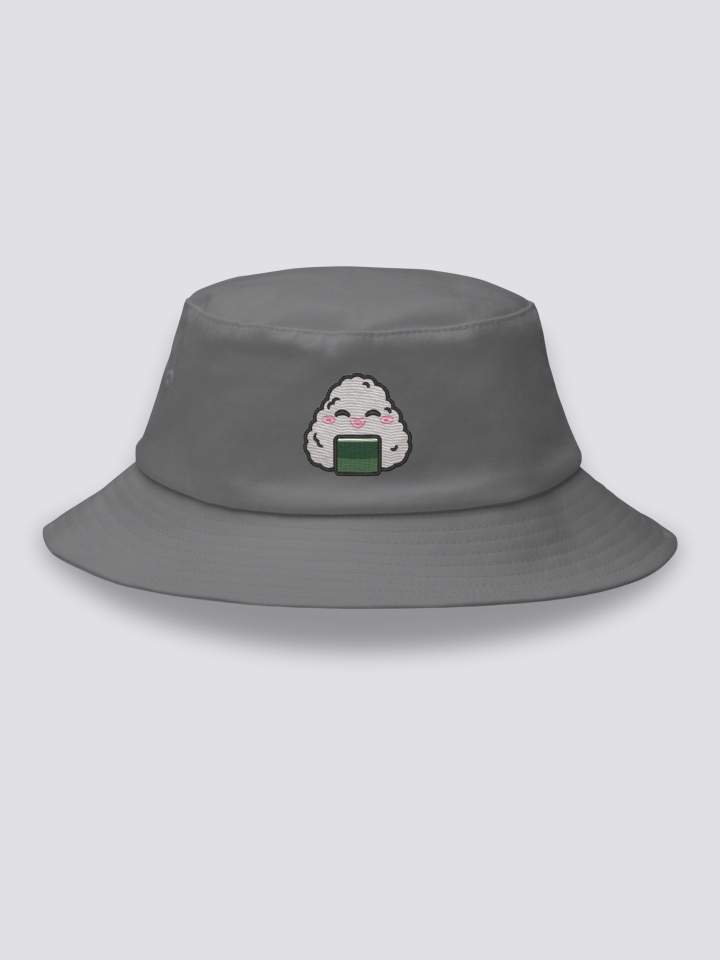 Bucket Hat Onigiri – Bucket Hat, gestickter Kawaii-Onigiri-Reisball, Rückansicht