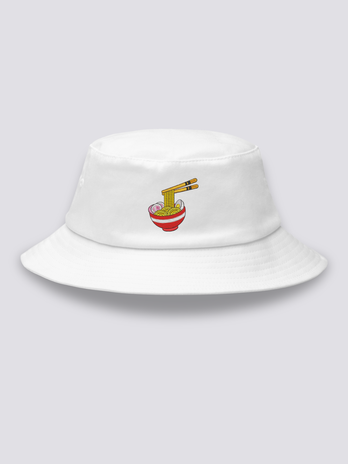 Bucket Hat Ramen-Schale – Bucket Hat, gestickte dampfende Ramen-Schale mit Naruto, Rückansicht