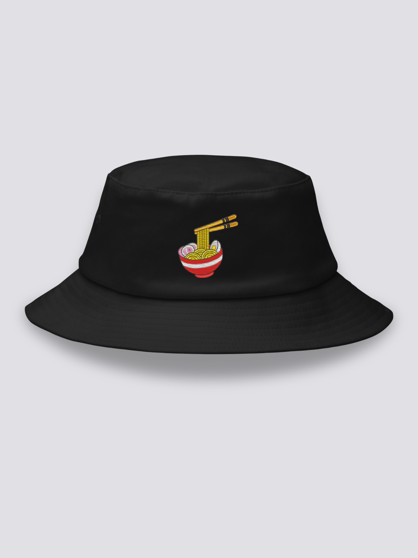 Bucket Hat Ramen-Schale – Bucket Hat, gestickte dampfende Ramen-Schale mit Naruto, Vorderansicht