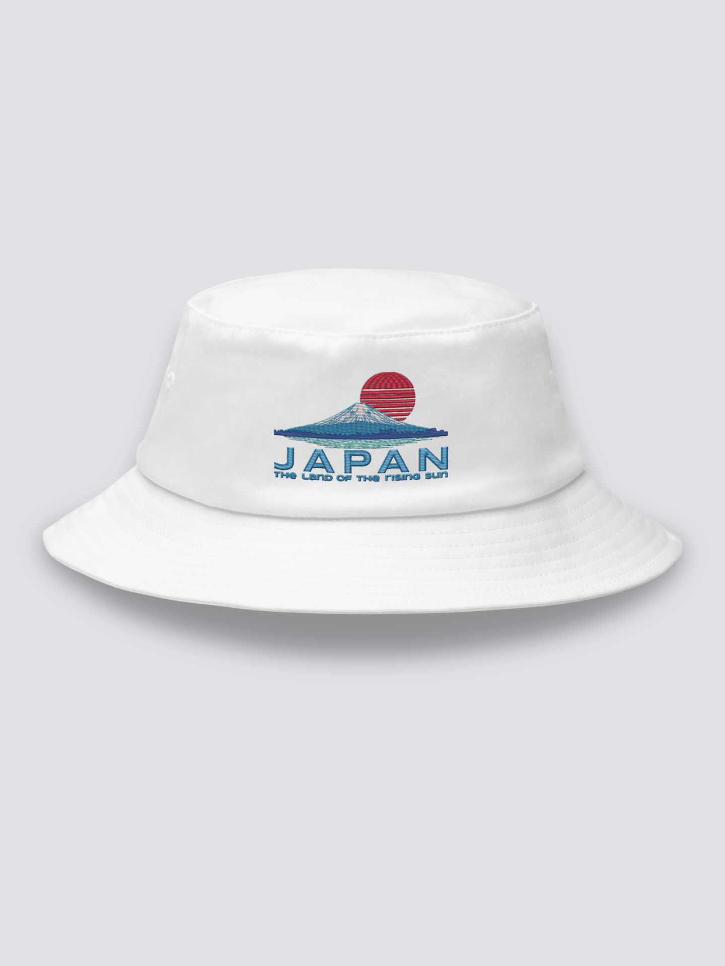 Bucket Hat Rising Sun – Bucket Hat, gesticktes Sonnen- und Fuji-Motiv, Rückansicht
