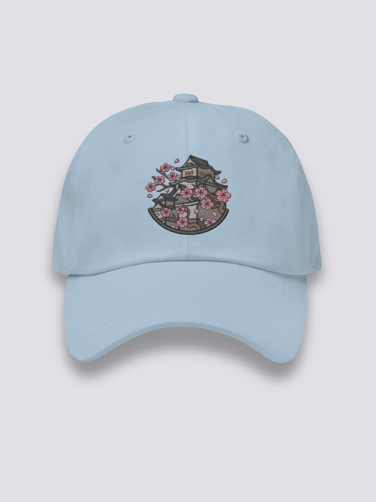 Burg Himeji Cap – japanische Cap, gestickte Burg Himeji mit Sakura, Vorderansicht