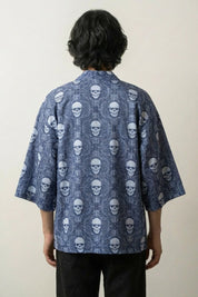 Totenkopf-Kimono-Strickjacke 'Kaito Edition' – Studioaufnahme Rückseite