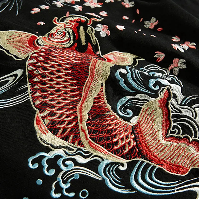Karpfen Koi Sweatshirt 'Hamakodo' – Nahaufnahme Hoodie mit japanischem Motiv