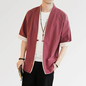 Kimono-Jacke aus Baumwolle 'Red Hideki' – Kimono im traditionellen japanischen Stil für Herren und Damen