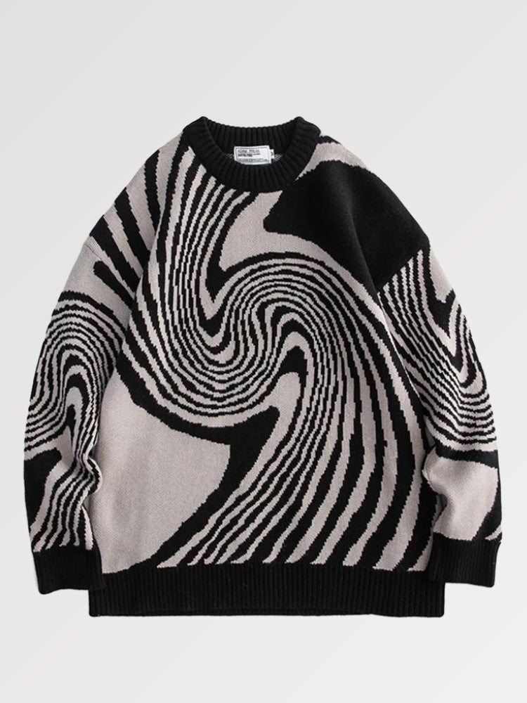 Pullover aus Baumwolle im japanischen Stil 'Illusion Okira' – Oversize, Sweatshirt im japanischen Design