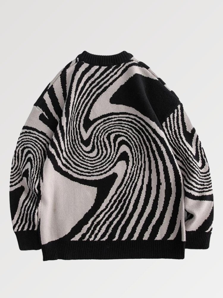 Pullover aus Baumwolle im japanischen Stil 'Illusion Okira' – Detail: Rundhals, Sweatshirt japanischen Stil