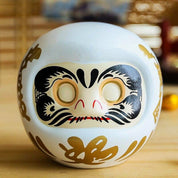 Daruma Spardose Weiß Leere Augen Hochzeit – Daruma, Hochzeitswunsch zum Bemalen, Weiß-Gold, Seitenansicht