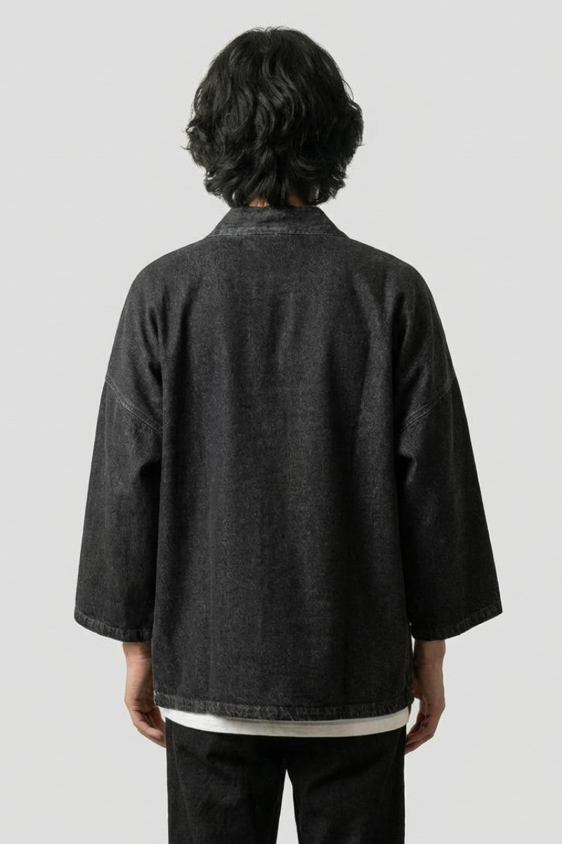 Denim-Kimono-Jacke 'Kazuko' – Studioaufnahme Rückseite