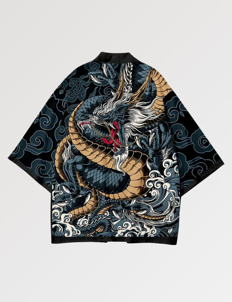 Drachen-Haori 'Ryu-Jin' – Kimono im traditionellen japanischen Stil für Herren und Damen