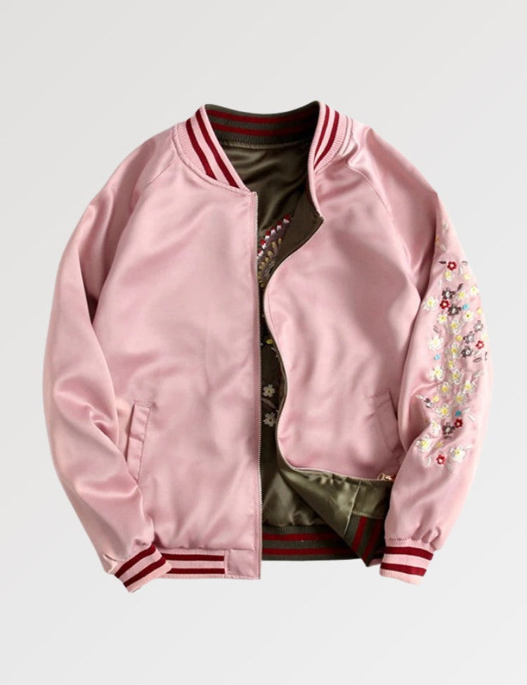 Bestickte Bomberjacke für Damen 'Nahe' – bestickt, Bomberjacke im japanischen Design