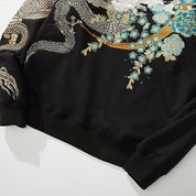 Bestickter Kapuzenpullover mit Drachenmotiv 'Tatsu-Ryga' – Detail: Kapuzenpullover, Hoodie japanischen Stil