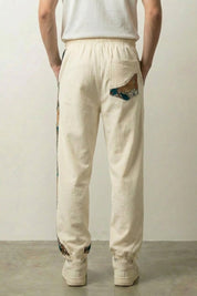Florale Japanische Hose 'Sakura', Detailaufnahme Stoff – japanische Hose Herren traditioneller Stil