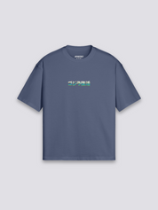 Godzilla T-Shirt mit Kaijū-Riesenmonster über Stadtruinen, Monsterkino-Druck, oversize Baumwolle, Vorderansicht Farbvariante