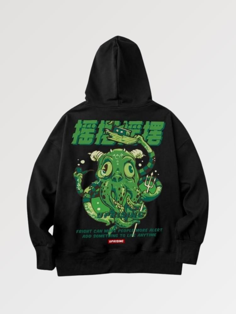 Grüner Monster-Kapuzenpullover 'Maebaki' – Hoodie im Streetwear-Stil für Herren und Damen