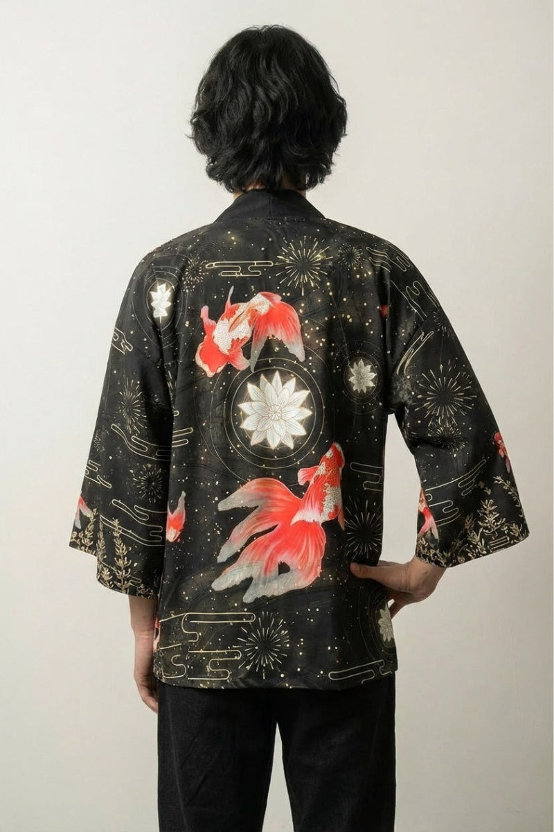 Herren-Strand-Kimono 'Sadao' – Studioaufnahme Rückseite