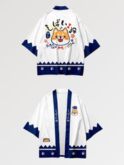 Haori-Kimono 'Shiba Inu' mit Kimonoärmeln, Layering-Jacke mit Kawaii-Shiba-Inu und Kanji