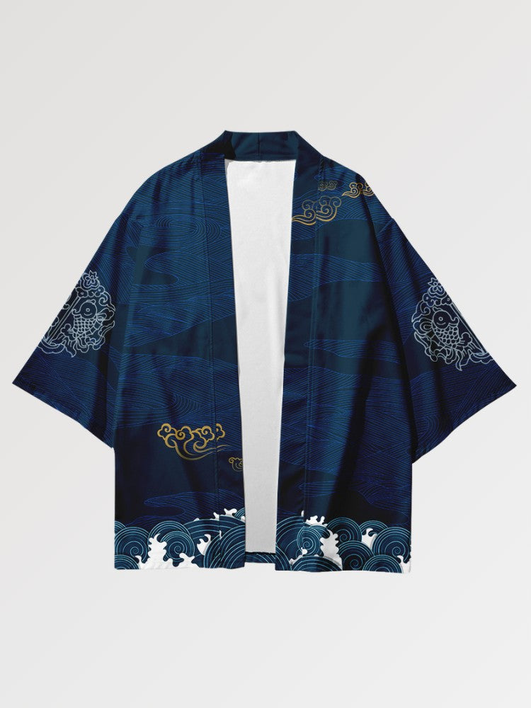 Streetwear-Haori 'Tsuru-Muster' – japanisches Gewand, Kimono im japanischen Design