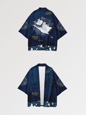 Streetwear-Haori 'Tsuru-Muster' – Kimono für traditionelle Anlässe, Premium-Qualität