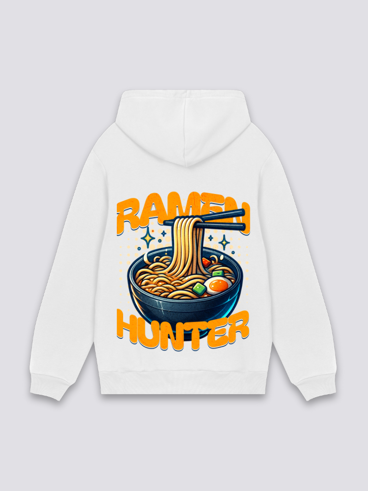 Ichiraku-Ramen-Hoodie in Weiß, japanischer Streetwear-Hoodie mit Nudelschale im Ramen-Hunter-Stil