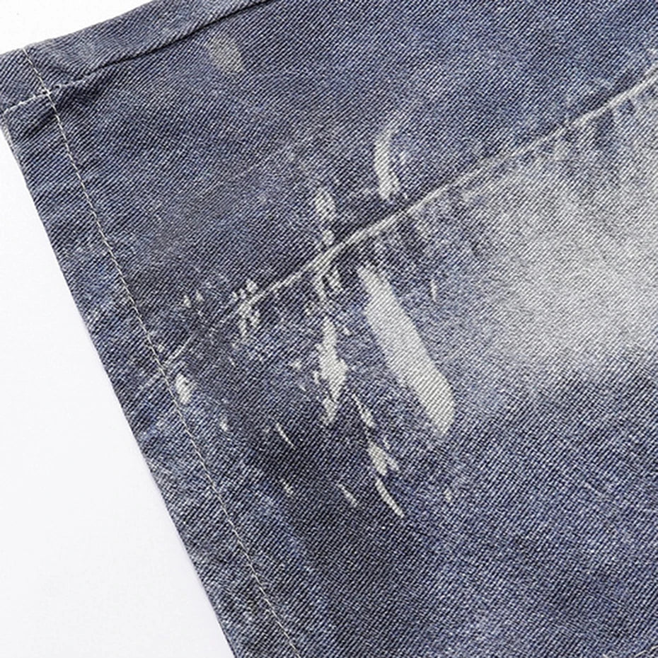 Individuelle Denim-Shorts, Komplettansicht im Outfit – Denim-Shorts Herren japanischer Streetwear