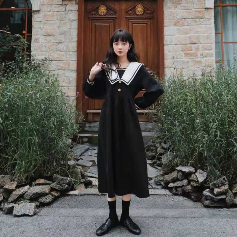Japanisches schwarzes Kleid 'Sashiko' – Kleid im japanischen Stil für Damen