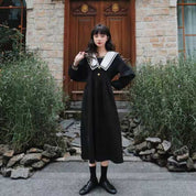 Japanisches schwarzes Kleid 'Sashiko' – Kleid im japanischen Stil für Damen