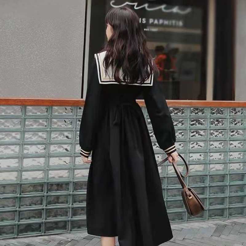 Japanisches schwarzes Kleid 'Sashiko' – elegant, Kleid im japanischen Design