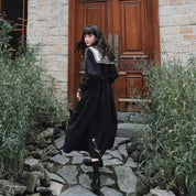 Japanisches schwarzes Kleid 'Sashiko' – Kleid für den Alltag, Premium-Qualität