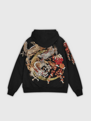 Japanischer Blütenkapuzenpullover 'Peace Jutsu' – Hoodie im Streetwear-Stil für Herren und Damen