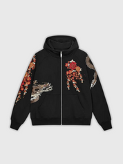 Japanischer Blütenkapuzenpullover 'Peace Jutsu' – Oversize, Hoodie im japanischen Design