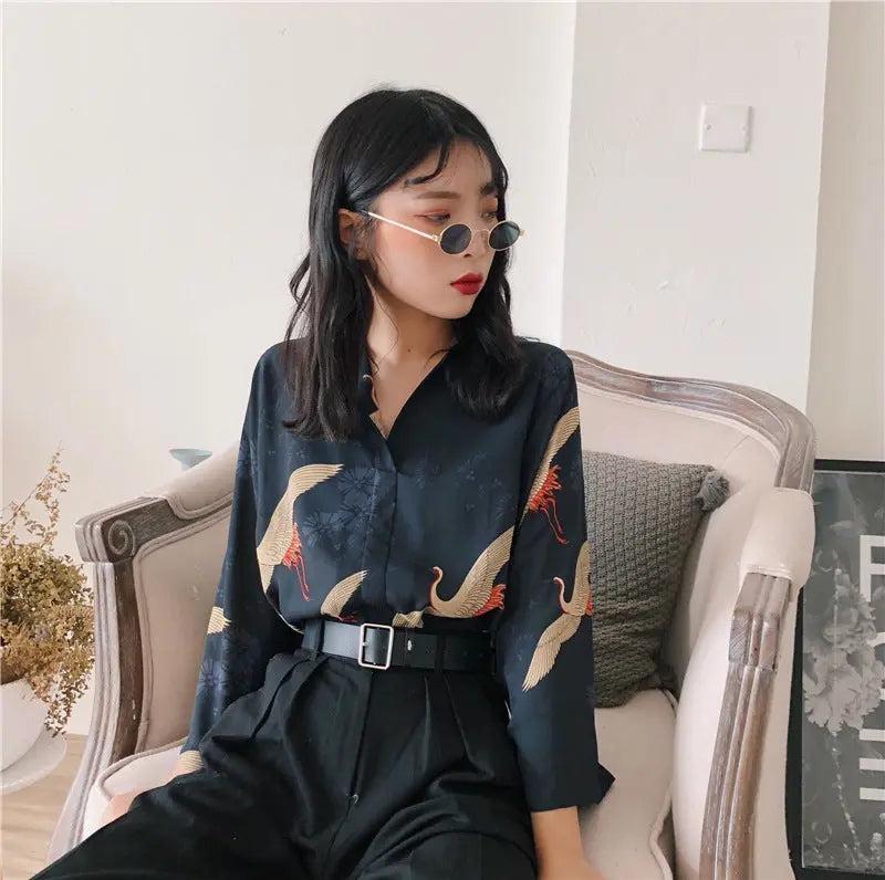 Kimono-Bluse 'Toyama' – Detail: Elegant, Bluse japanischen Stil